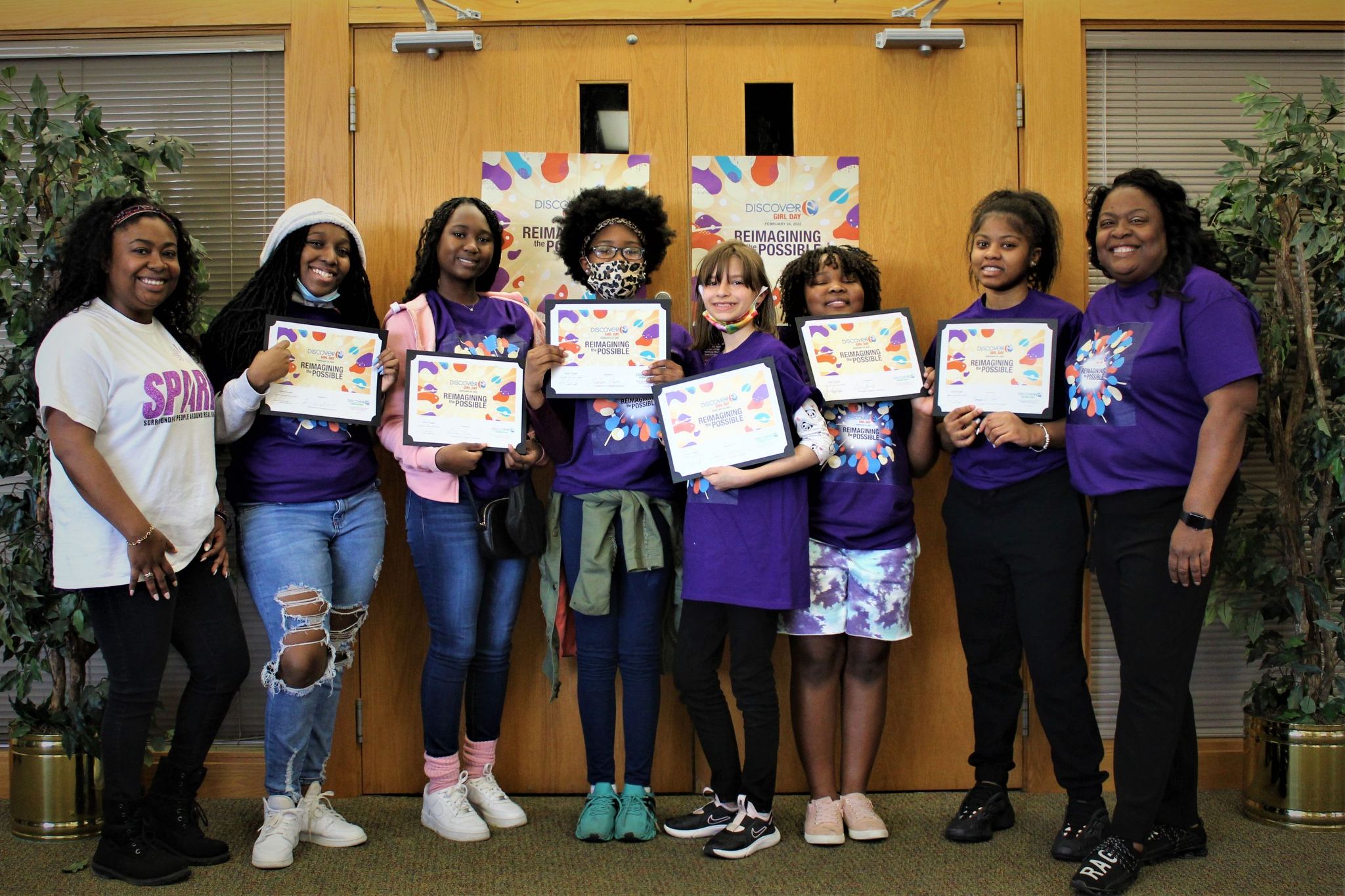 Girl Day grantee photo of girls with Girl Day certificates
